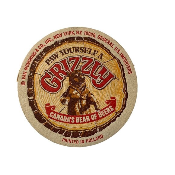 Grizzly Paw Yourself A Canada's Bear of Beers Bar Coaster - Picture 1 of 4